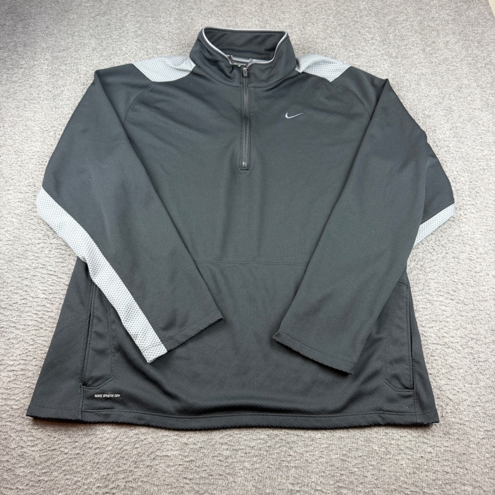 Nike Quarter Zip Pullover Men's XL Black Grey Sphere Dry Mock Neck Athletic Top